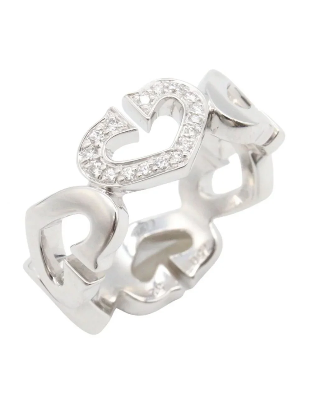 Cartier Ring C Heart Diamond 18k White Gold